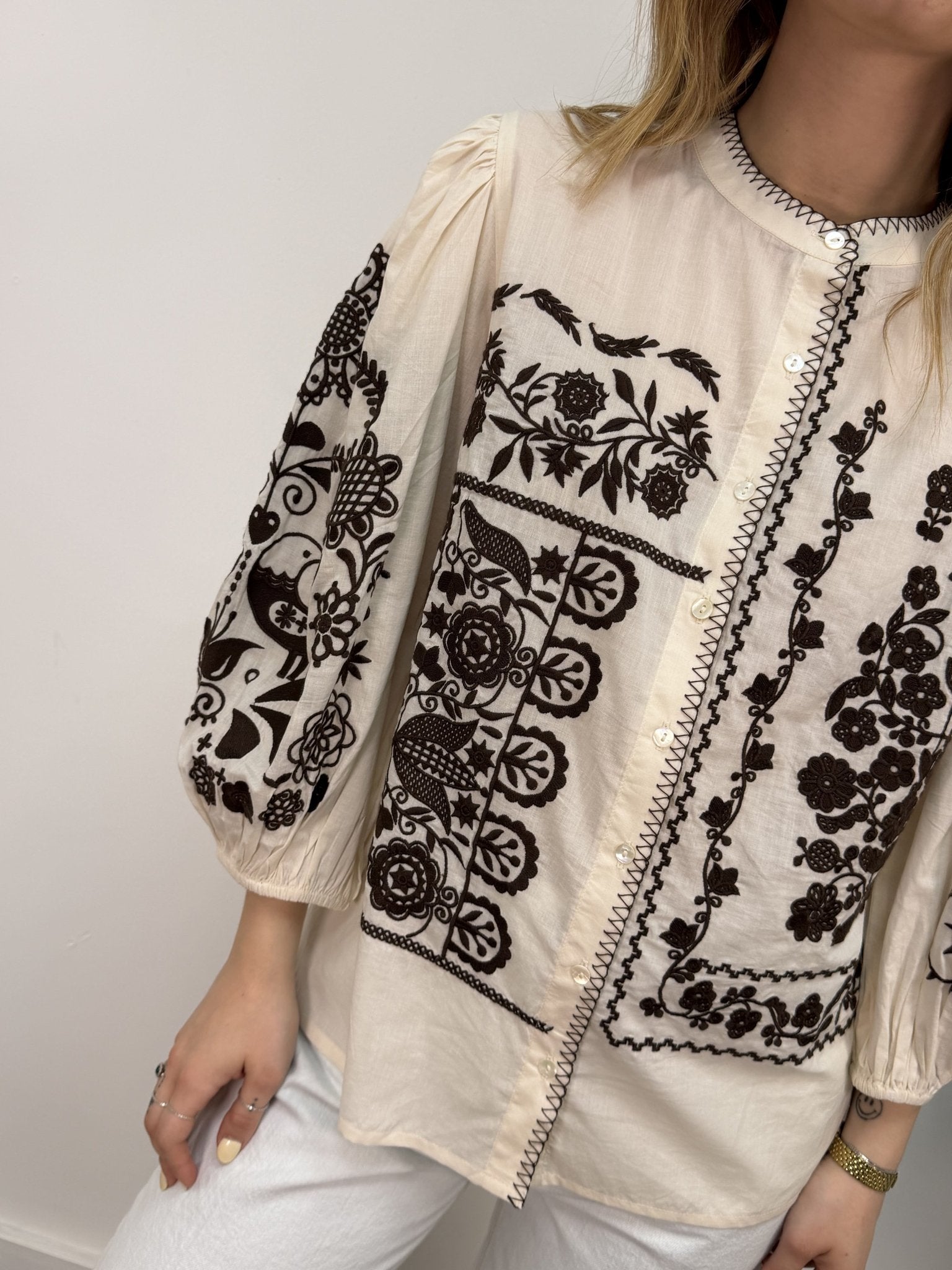 Blusa con ricami manica palloncino Tensione In - GiuGiò | Shop online