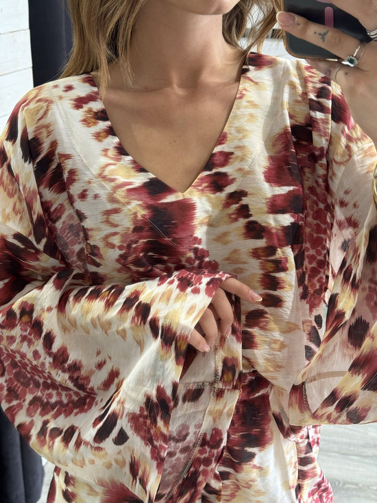 Blusa fantasia tie - dye scollo V manica ampia Tensione In - GiuGiò | Shop online