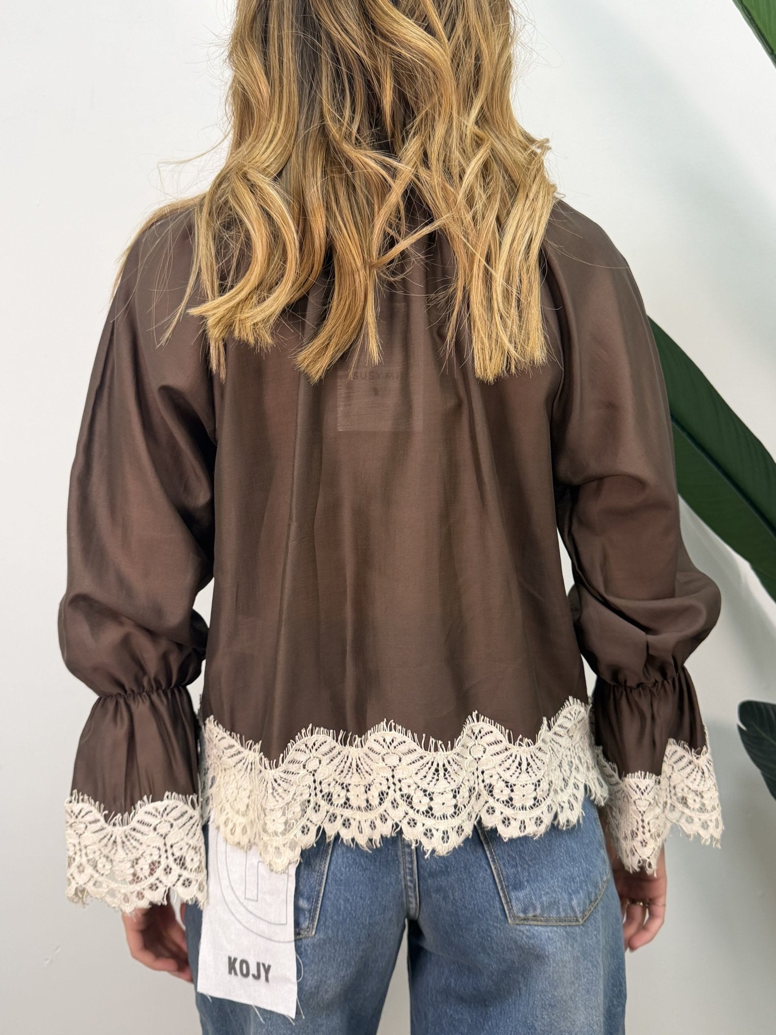 Blusa in lyocell scollo V con inserti pizzo Susy Mix - GiuGiò | Shop online