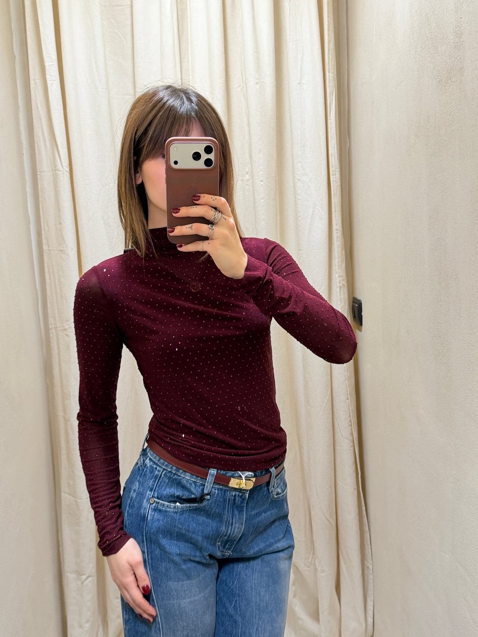 Blusa lupetto in tulle con micro - brillantini OdìOdi - GiuGiò | Shop online