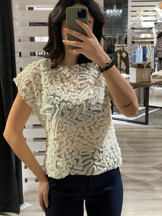 Blusa scollo barca in tulle a fiori MyD - GiuGiò | Shop online