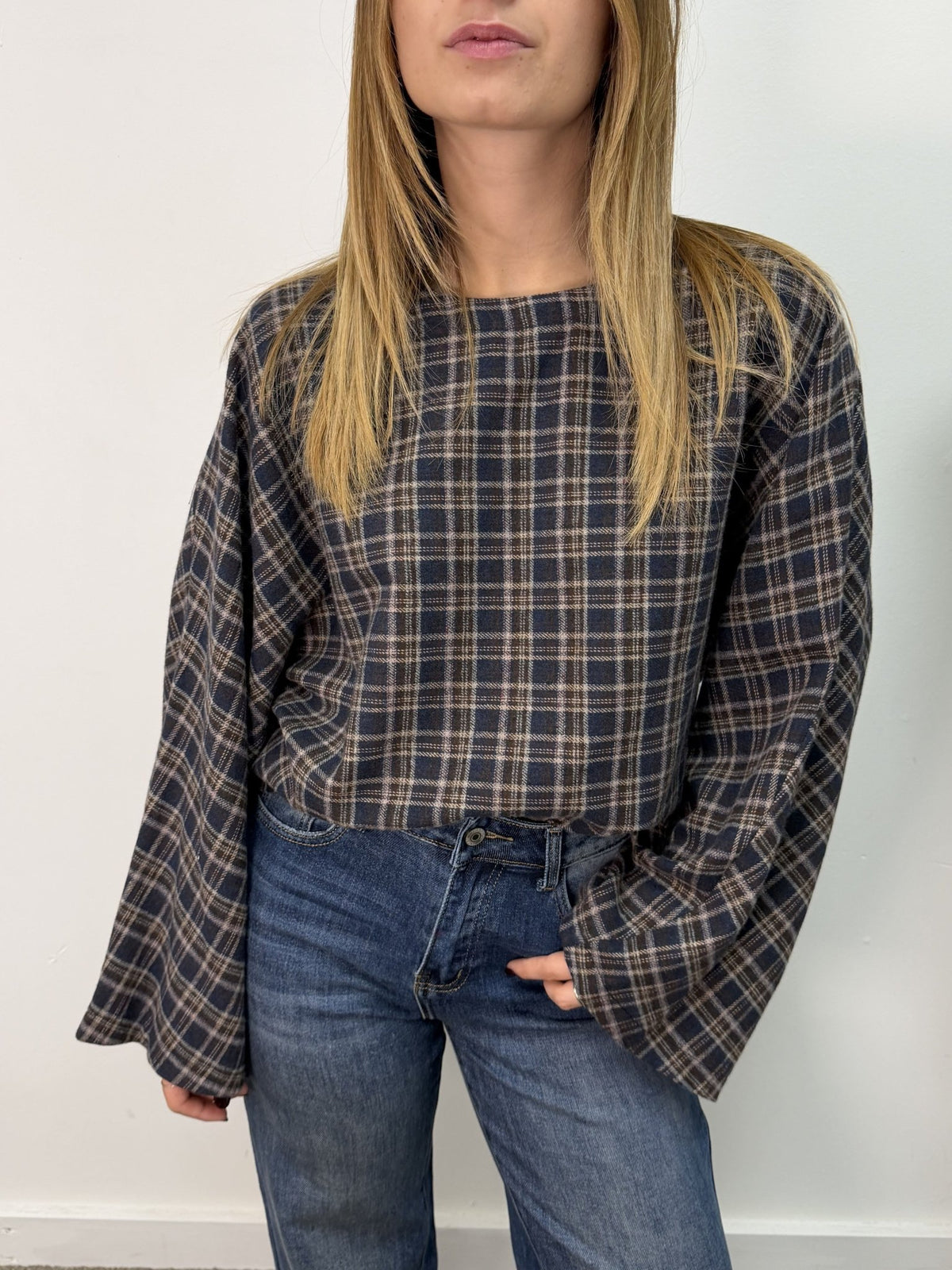 Blusa stampa check manica campana MyD - GiuGiò | Shop online