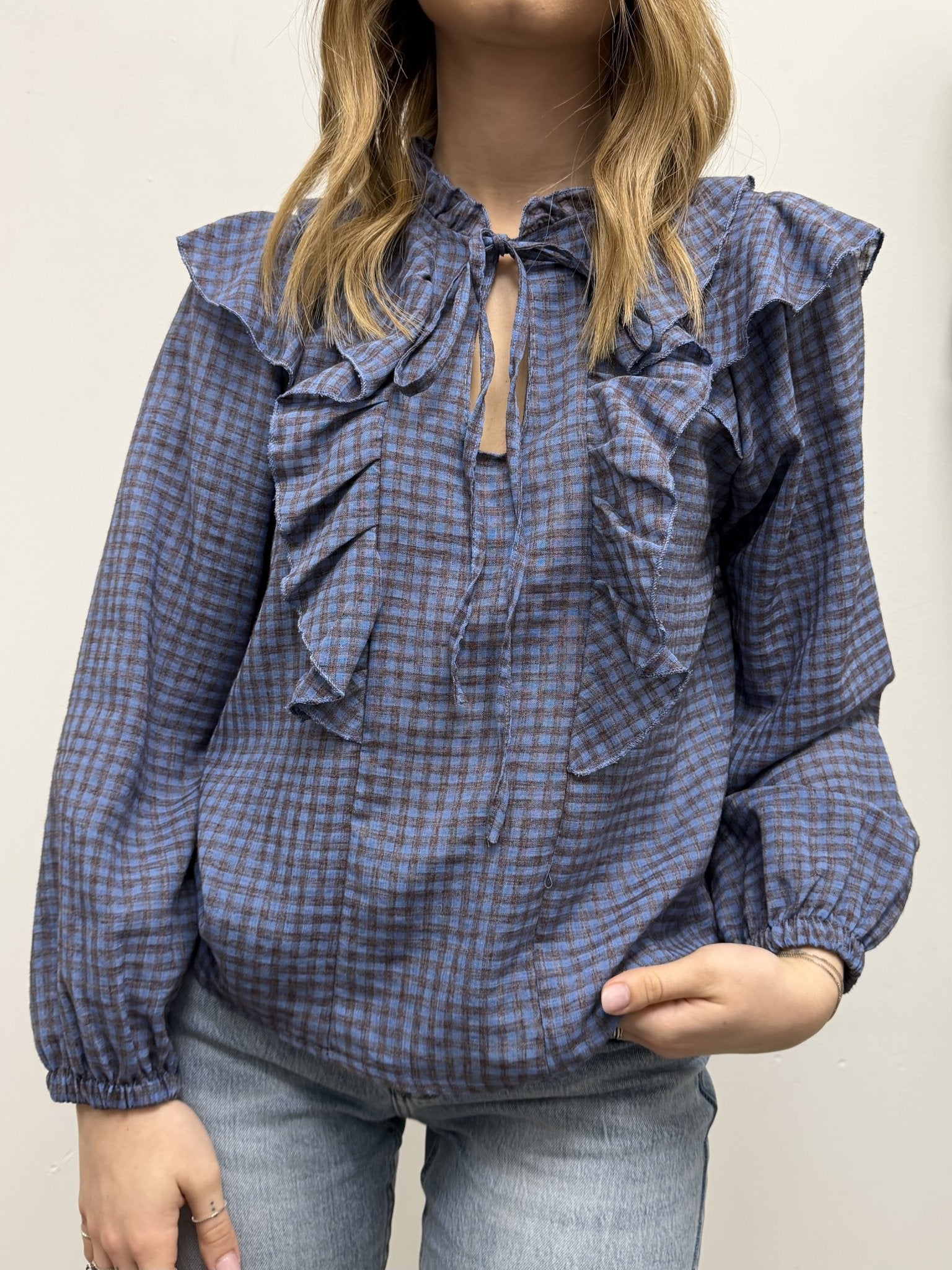 Blusa stampa vichy con rouches MyD - GiuGiò | Shop online