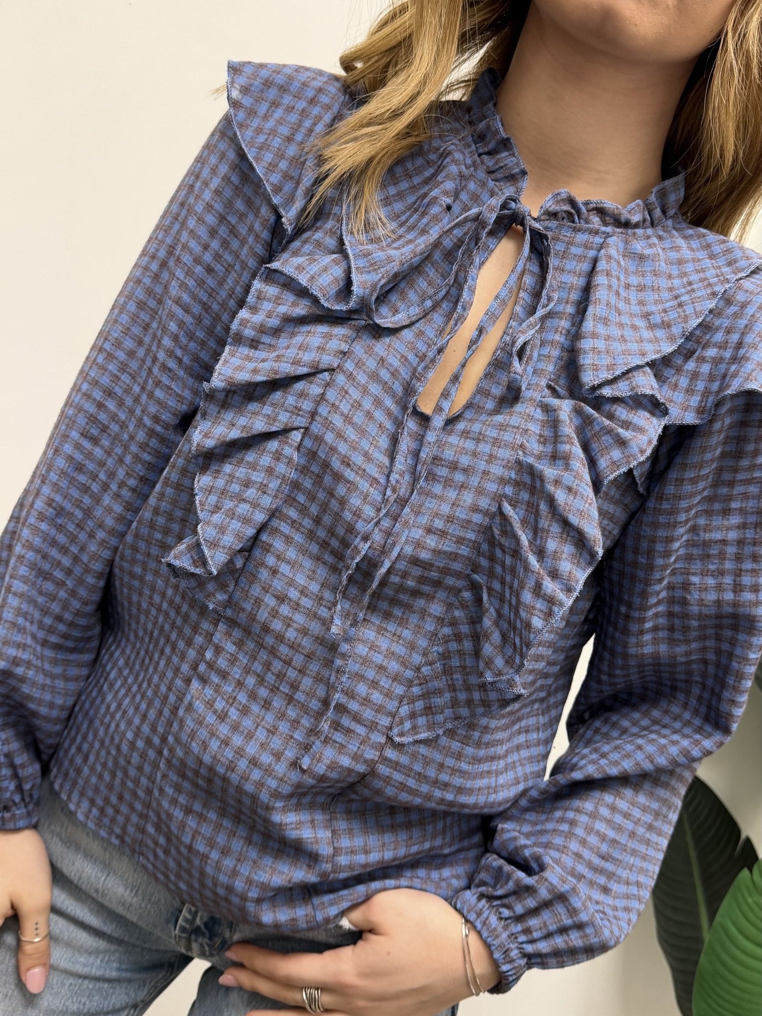 Blusa stampa vichy con rouches MyD - GiuGiò | Shop online