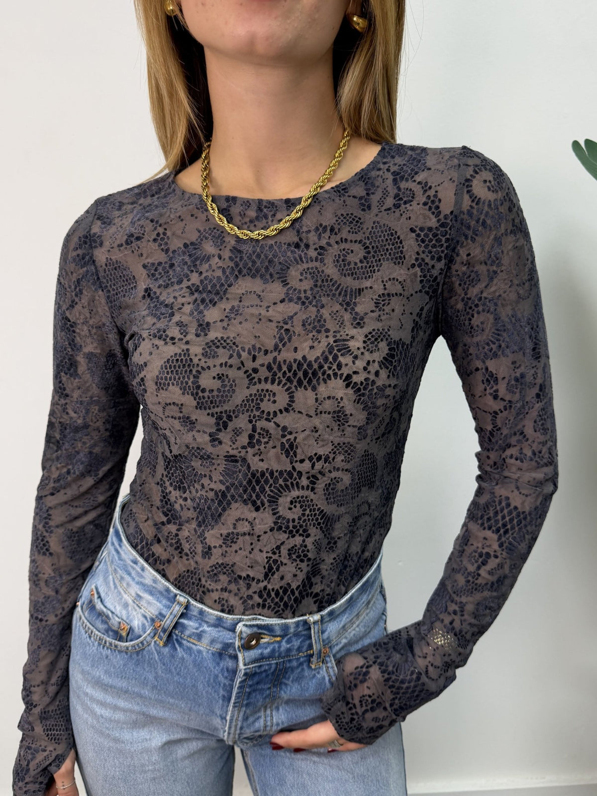 Body girocollo tessuto flock MyD - GiuGiò | Shop online