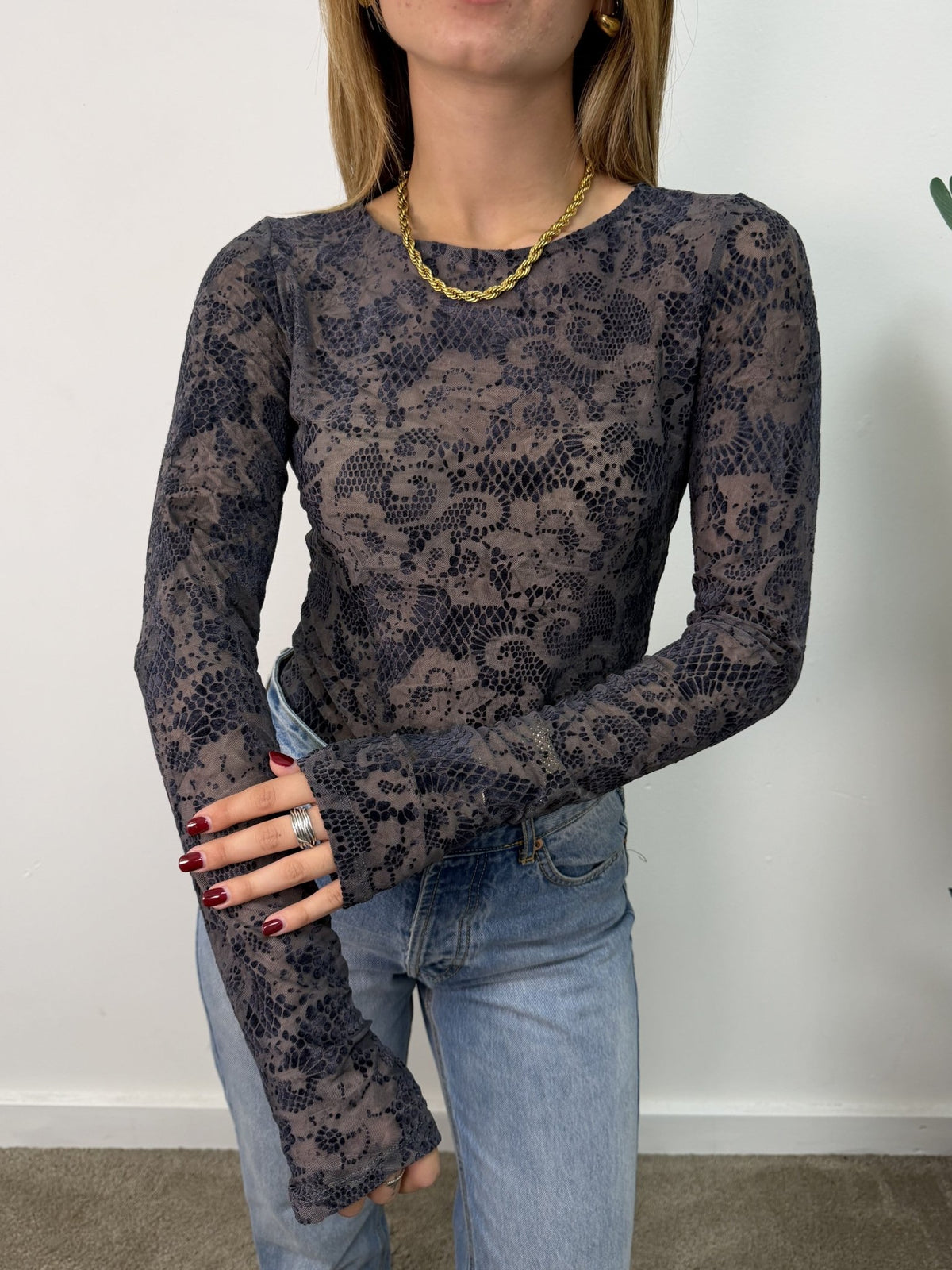 Body girocollo tessuto flock MyD - GiuGiò | Shop online