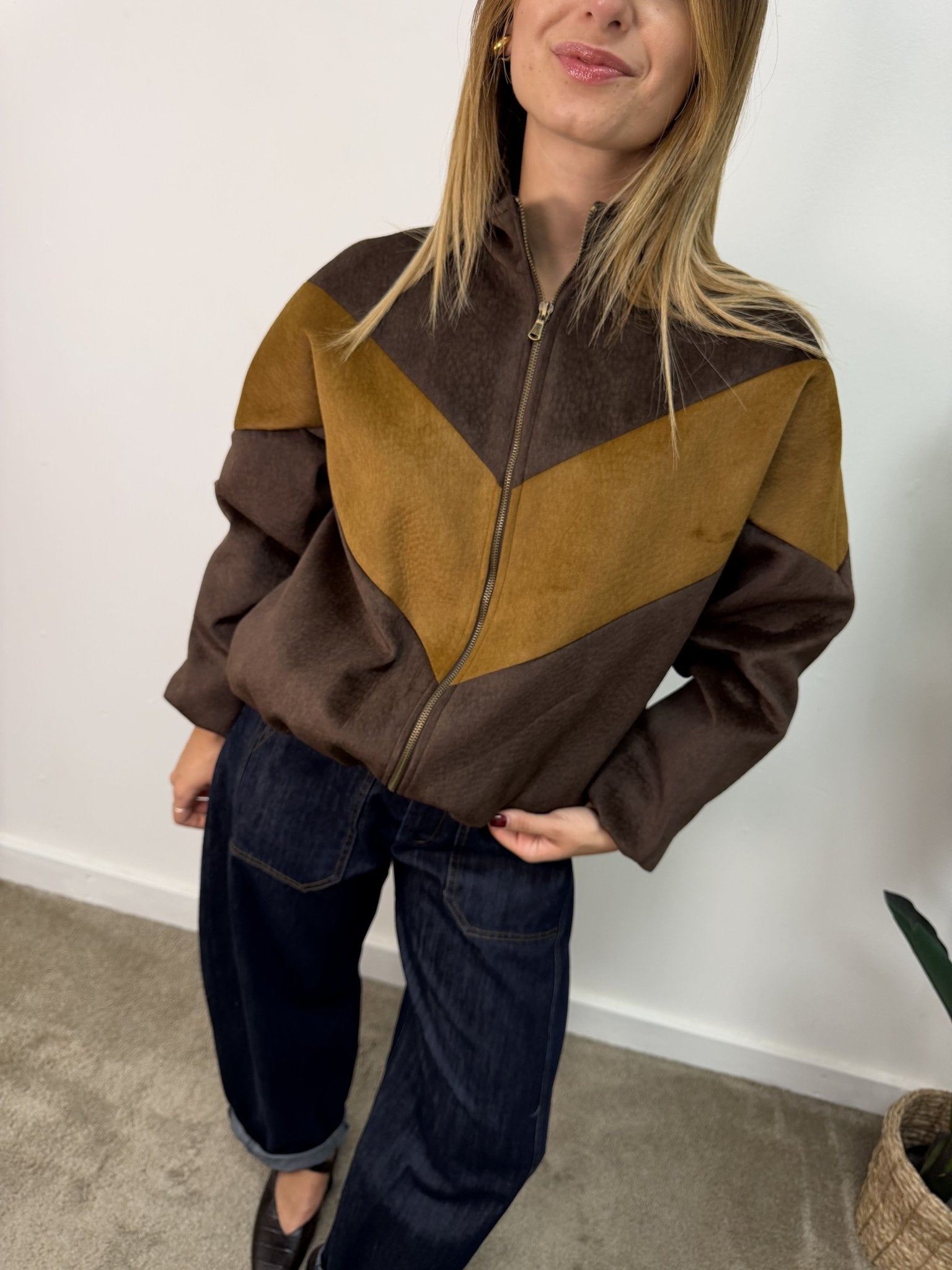 Bomber bicolor con zip Susy Mix - GiuGiò | Shop online