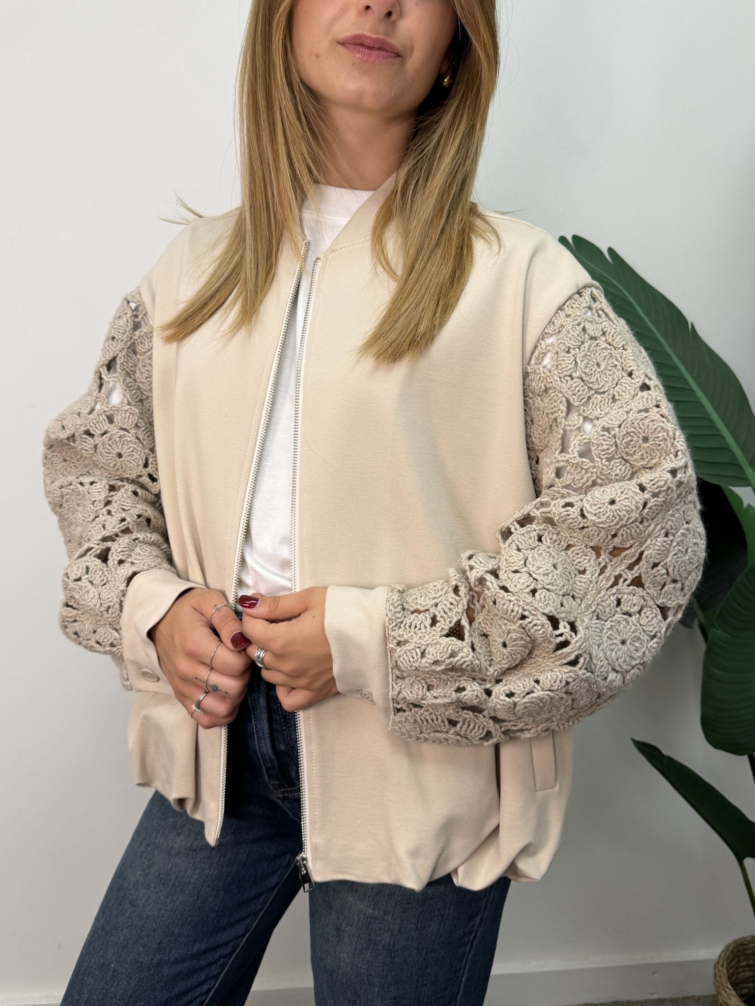 Bomber Dalia manica crochet MyD - GiuGiò | Shop online