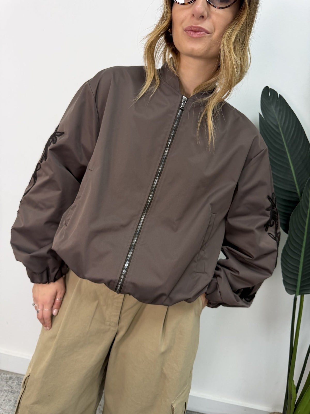 Bomber in nylon con ricami paillettes MyD - GiuGiò | Shop online