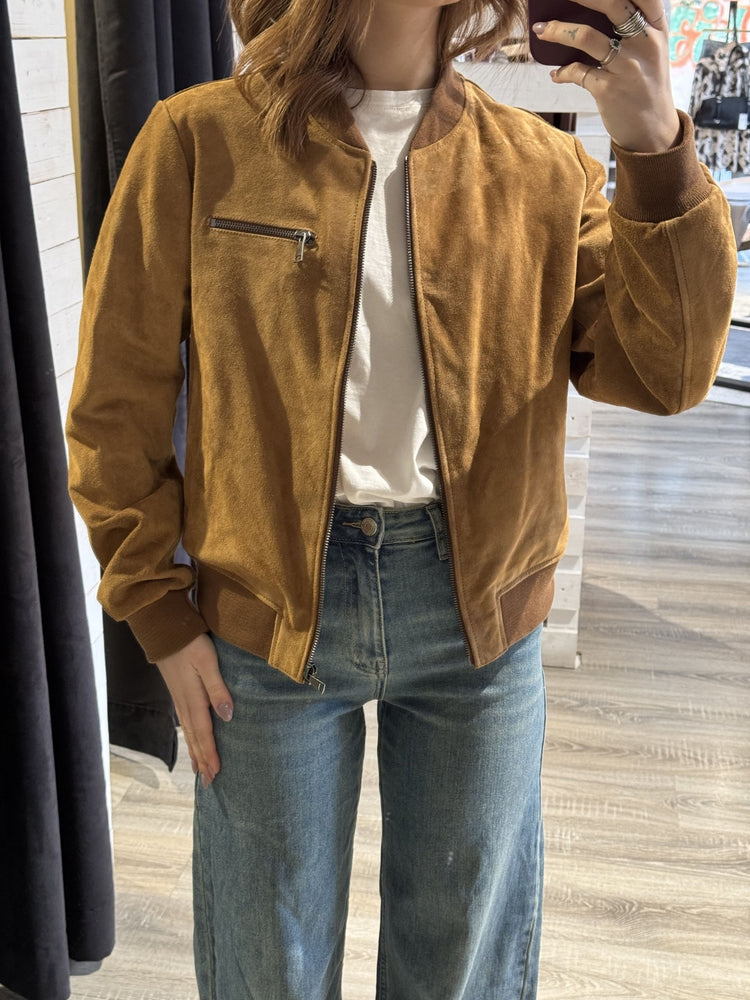 Bomber in pelle scamosciata Tensione In - GiuGiò | Shop online