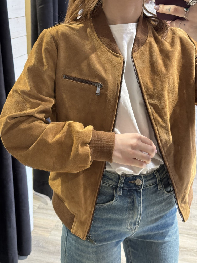 Bomber in pelle scamosciata Tensione In - GiuGiò | Shop online