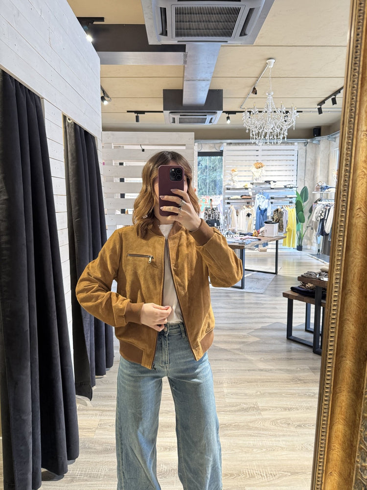 Bomber in pelle scamosciata Tensione In - GiuGiò | Shop online