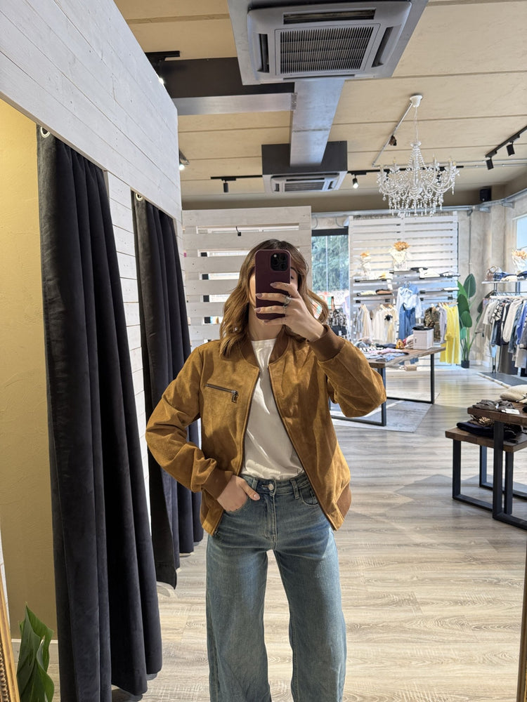 Bomber in pelle scamosciata Tensione In - GiuGiò | Shop online
