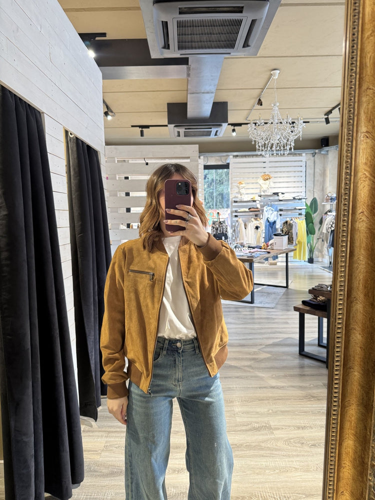 Bomber in pelle scamosciata Tensione In - GiuGiò | Shop online