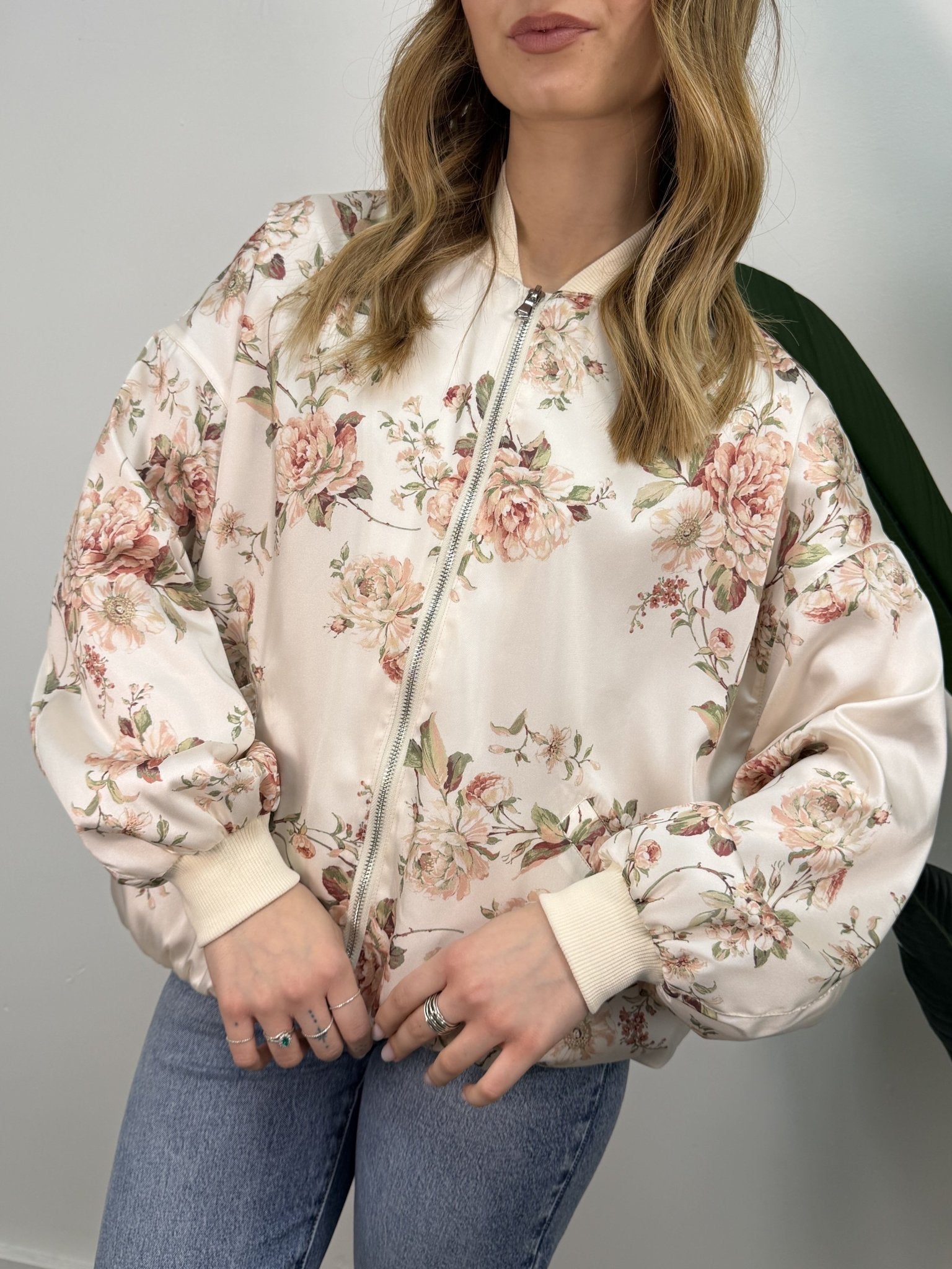 Bomber in raso stampa fiori Susy Mix - GiuGiò | Shop online