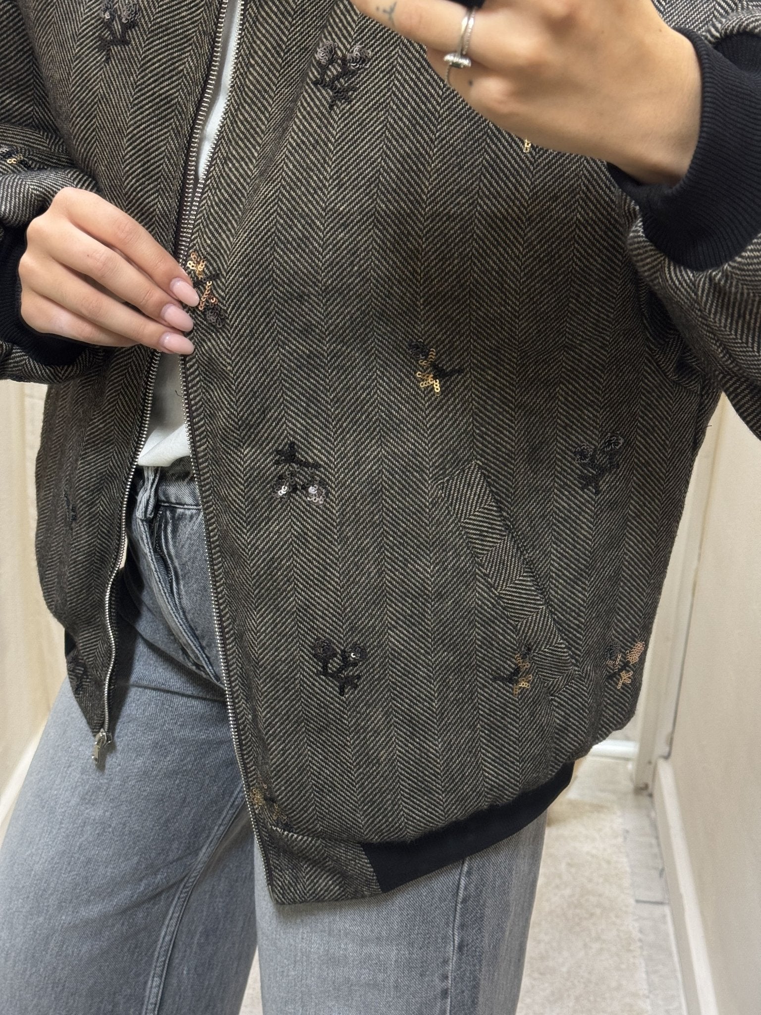 Bomber spinato con inserti paillettes Susy Mix - GiuGiò | Shop online