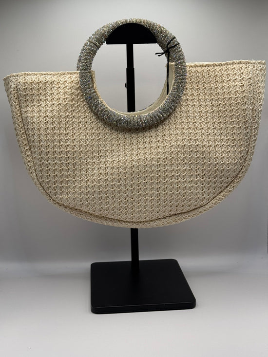Borsa in rafia con manico strass TFH - GiuGiò | Shop online