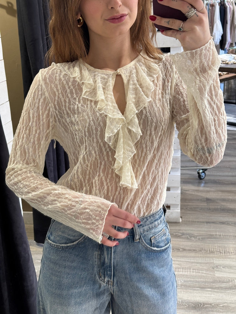Camicetta in pizzo con bottoncino MyD - GiuGiò | Shop online