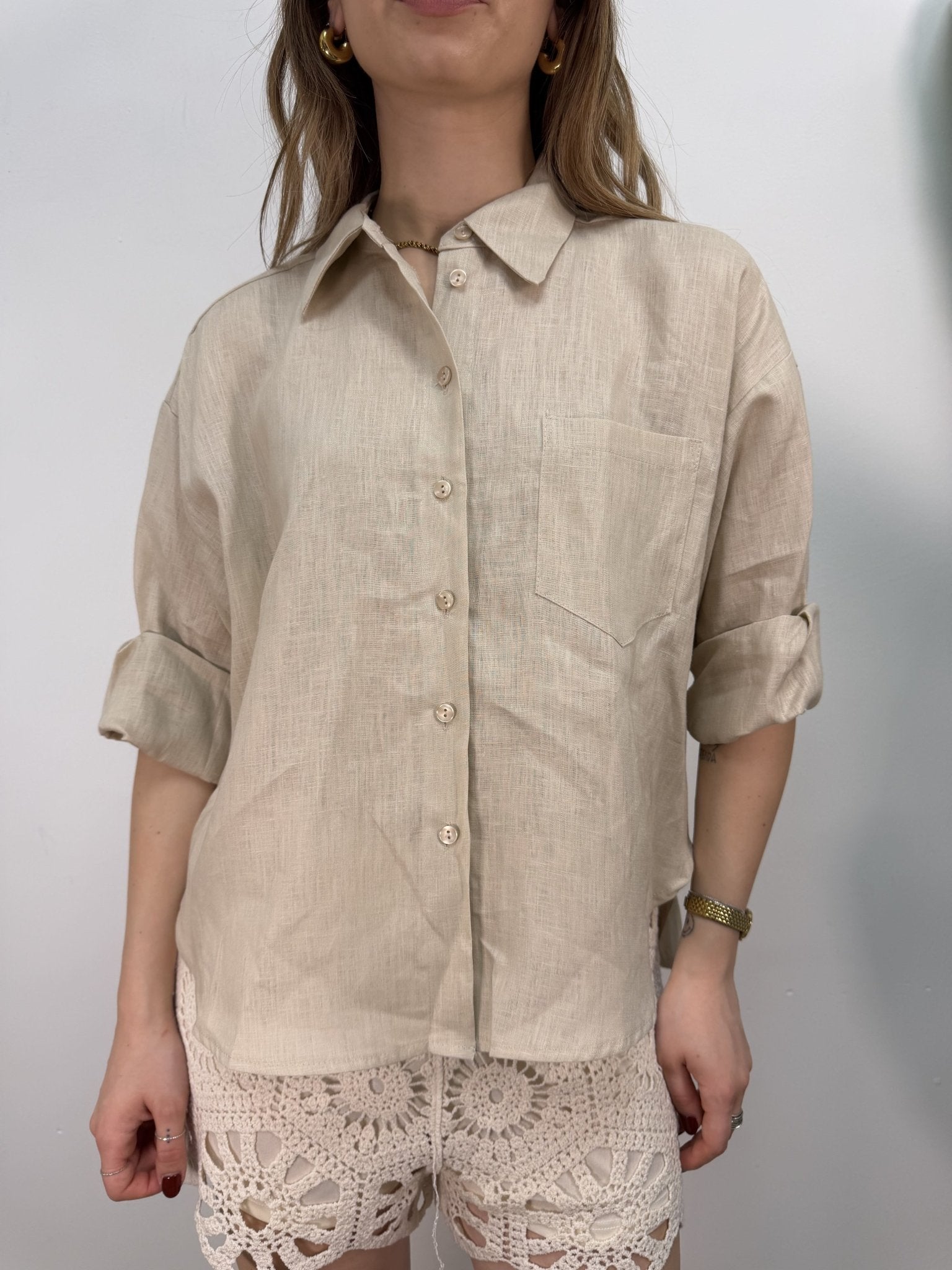 Camicia 100% Lino con taschino Tensione In - GiuGiò | Shop online