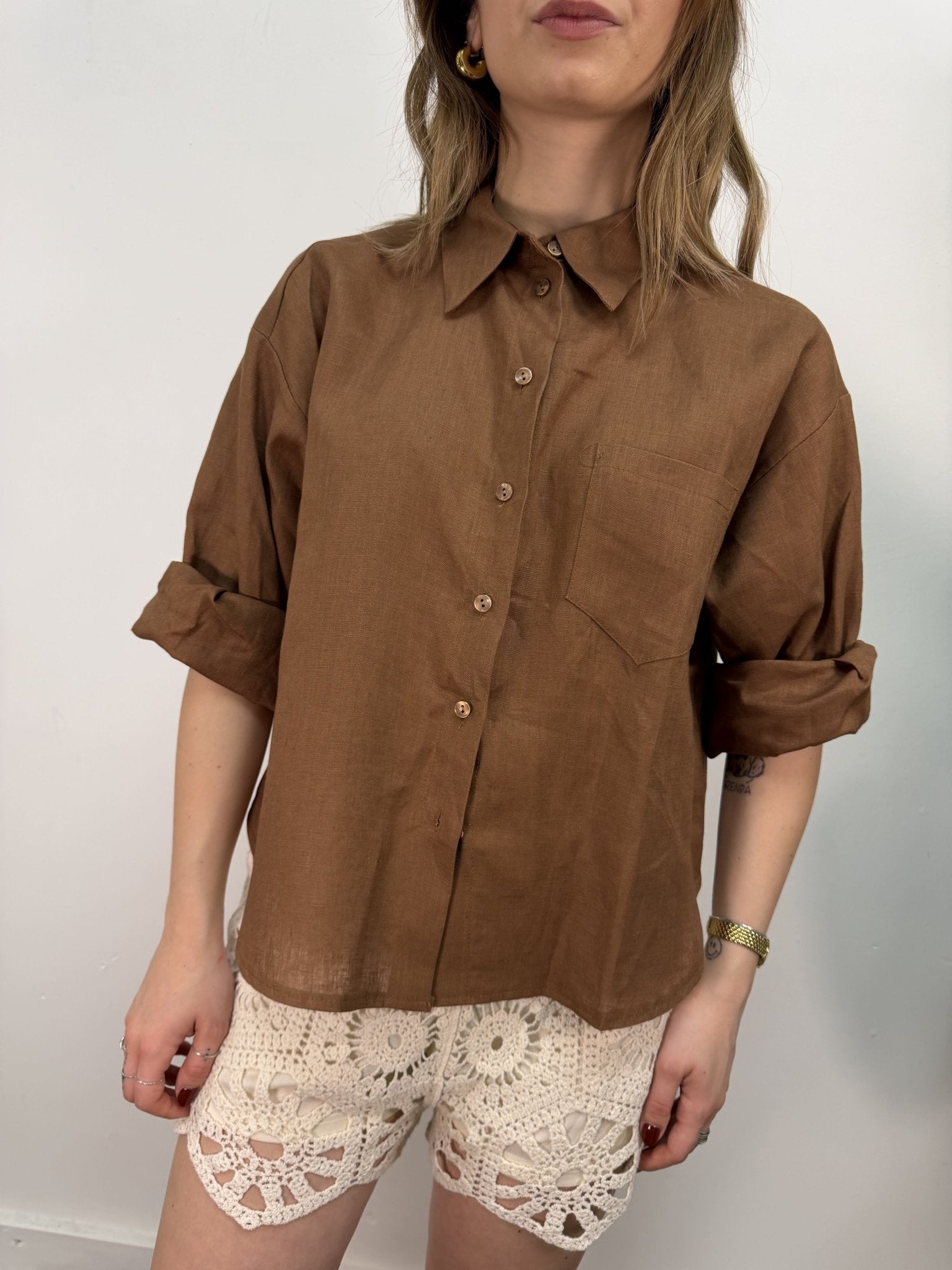 Camicia 100% Lino con taschino Tensione In - GiuGiò | Shop online