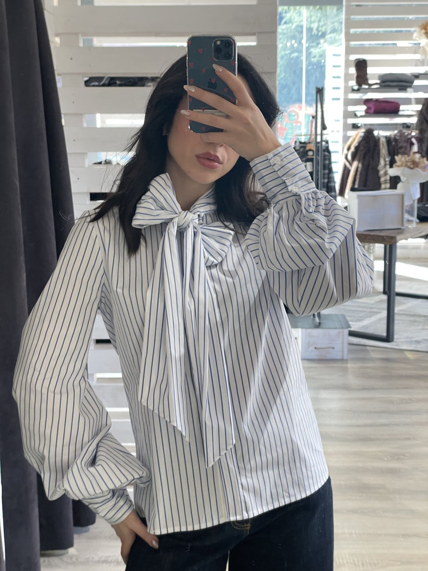 Camicia a righe in popeline con fiocco Tensione IN - GiuGiò | Shop online