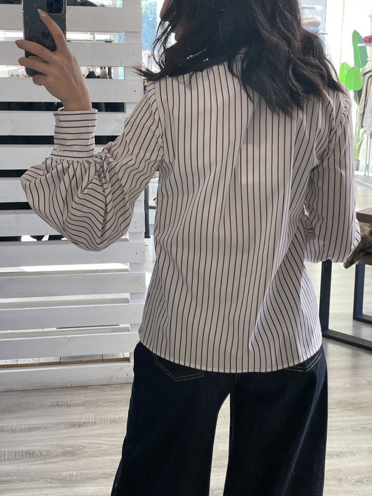 Camicia a righe in popeline con fiocco Tensione IN - GiuGiò | Shop online