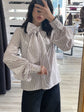 Camicia a righe in popeline con fiocco Tensione IN - GiuGiò | Shop online