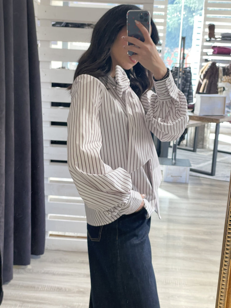 Camicia a righe in popeline con fiocco Tensione IN - GiuGiò | Shop online