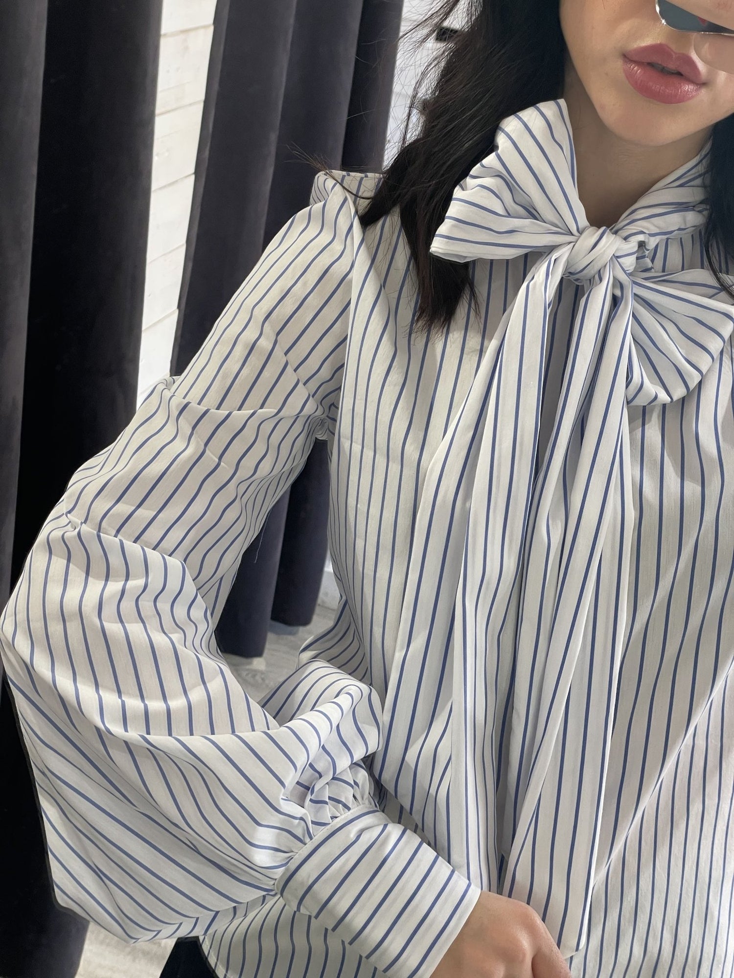 Camicia a righe in popeline con fiocco Tensione IN - GiuGiò | Shop online