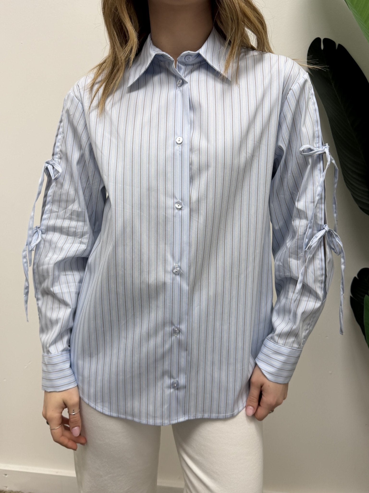 Camicia bacchettata con fiocchi sulle maniche Imperial - GiuGiò | Shop online