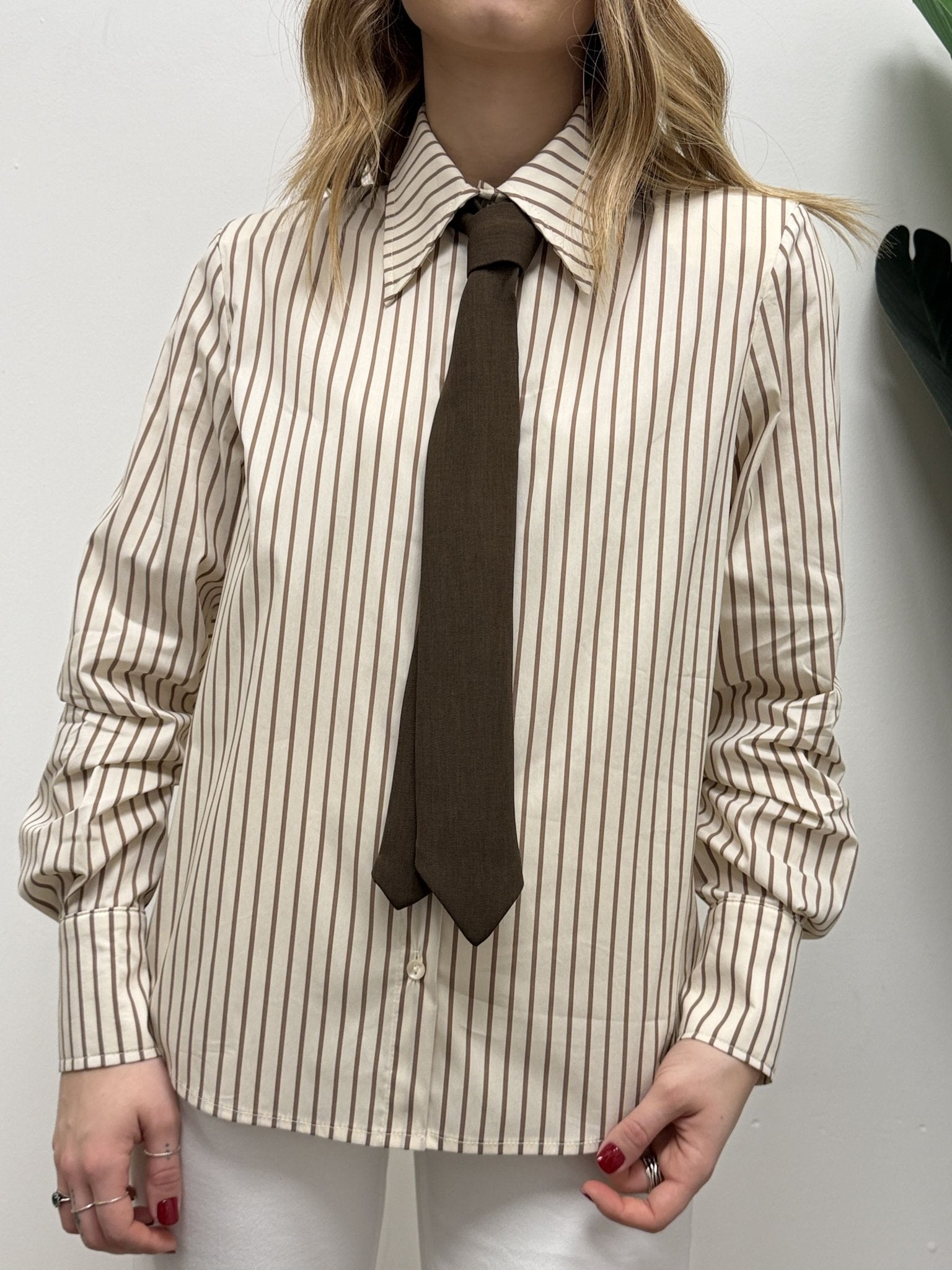 Camicia bacchettata con spalline e cravatta HaveOne - GiuGiò | Shop online