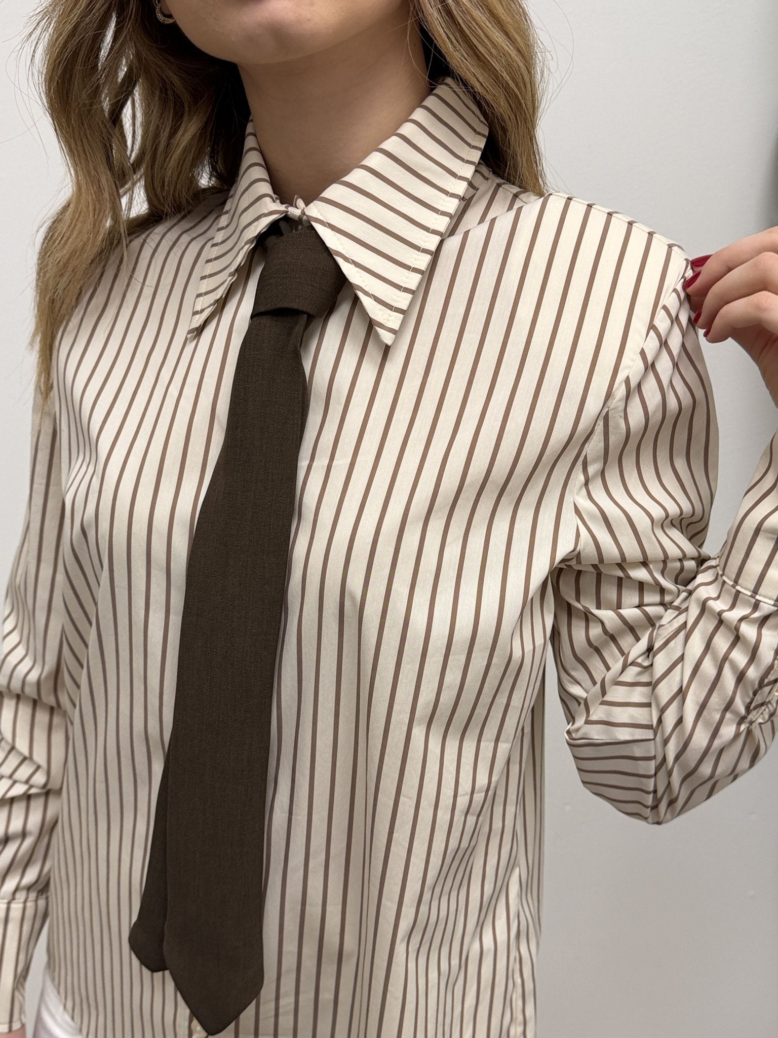 Camicia bacchettata con spalline e cravatta HaveOne - GiuGiò | Shop online