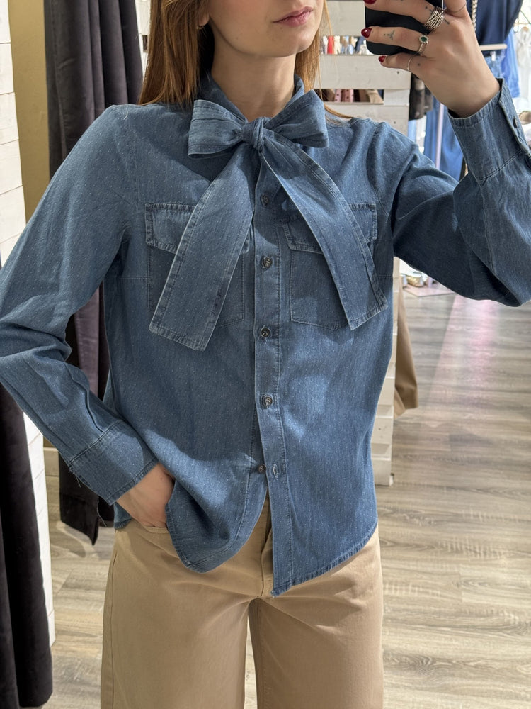 Camicia chambry di jeans con fiocco Susy Mix - GiuGiò | Shop online