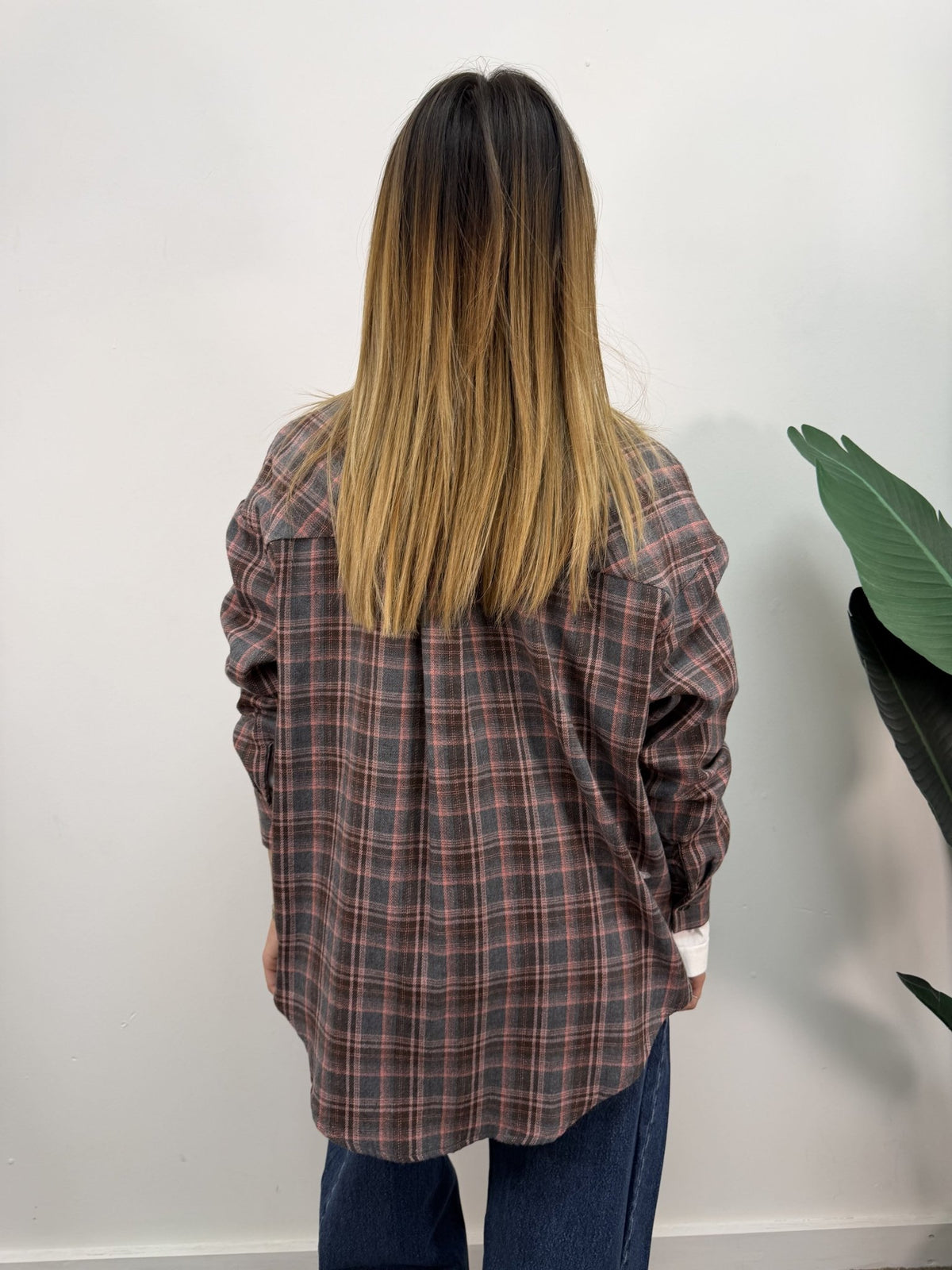 Camicia check flanella rosa con taschino paillettes Tensione In - GiuGiò | Shop online