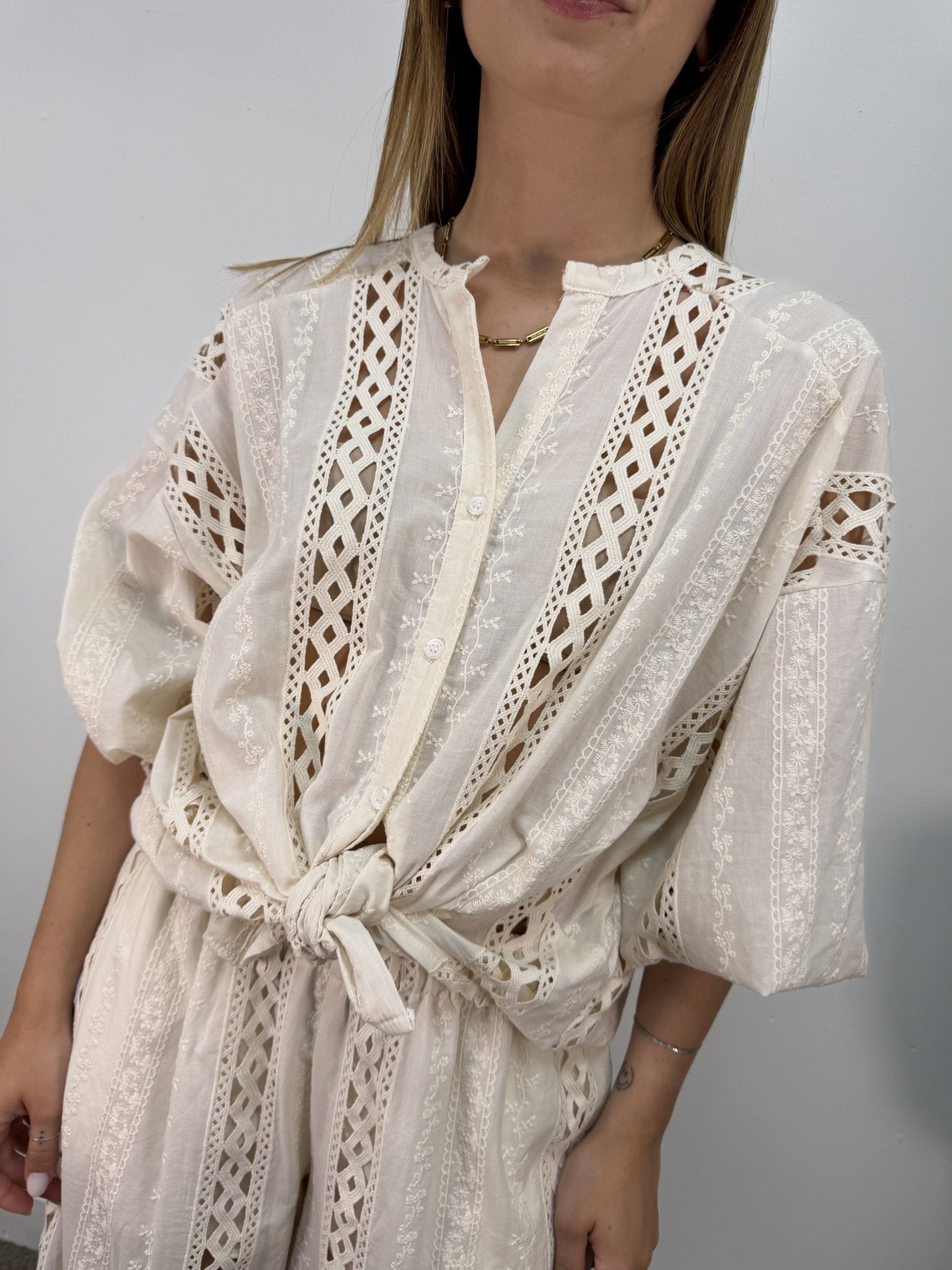 Camicia con intarsi in sangallo HaveOne - GiuGiò | Shop online