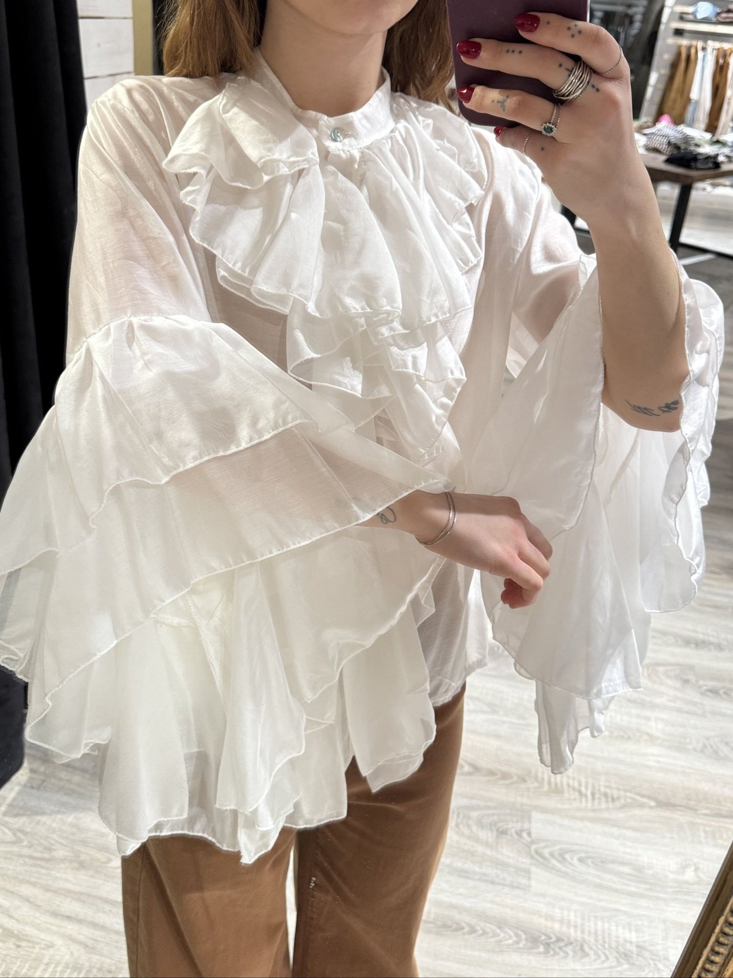 Camicia con maxi rouches Susy Mix - GiuGiò | Shop online