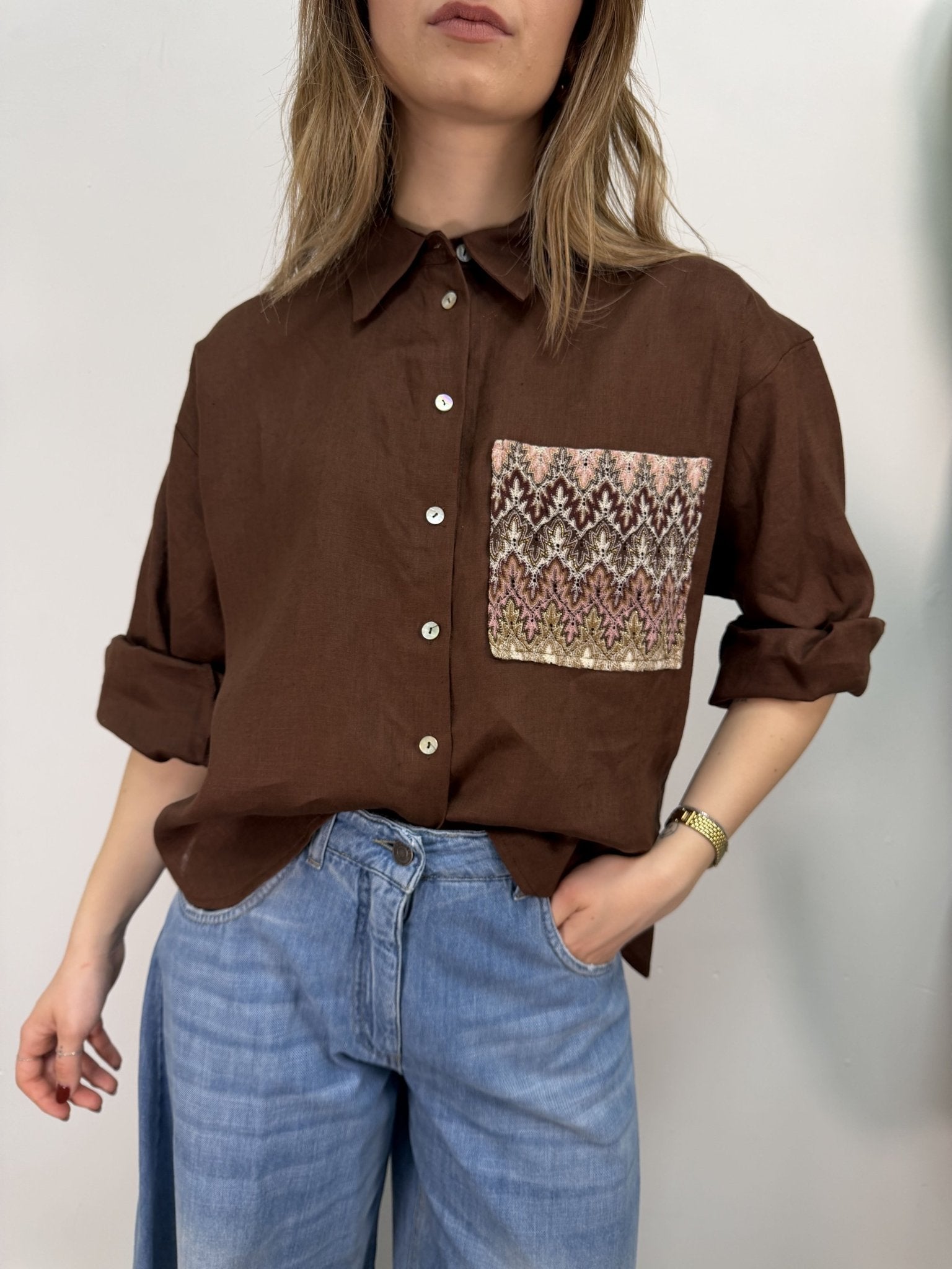 Camicia con taschino motivo zig zag Tensione In - GiuGiò | Shop online