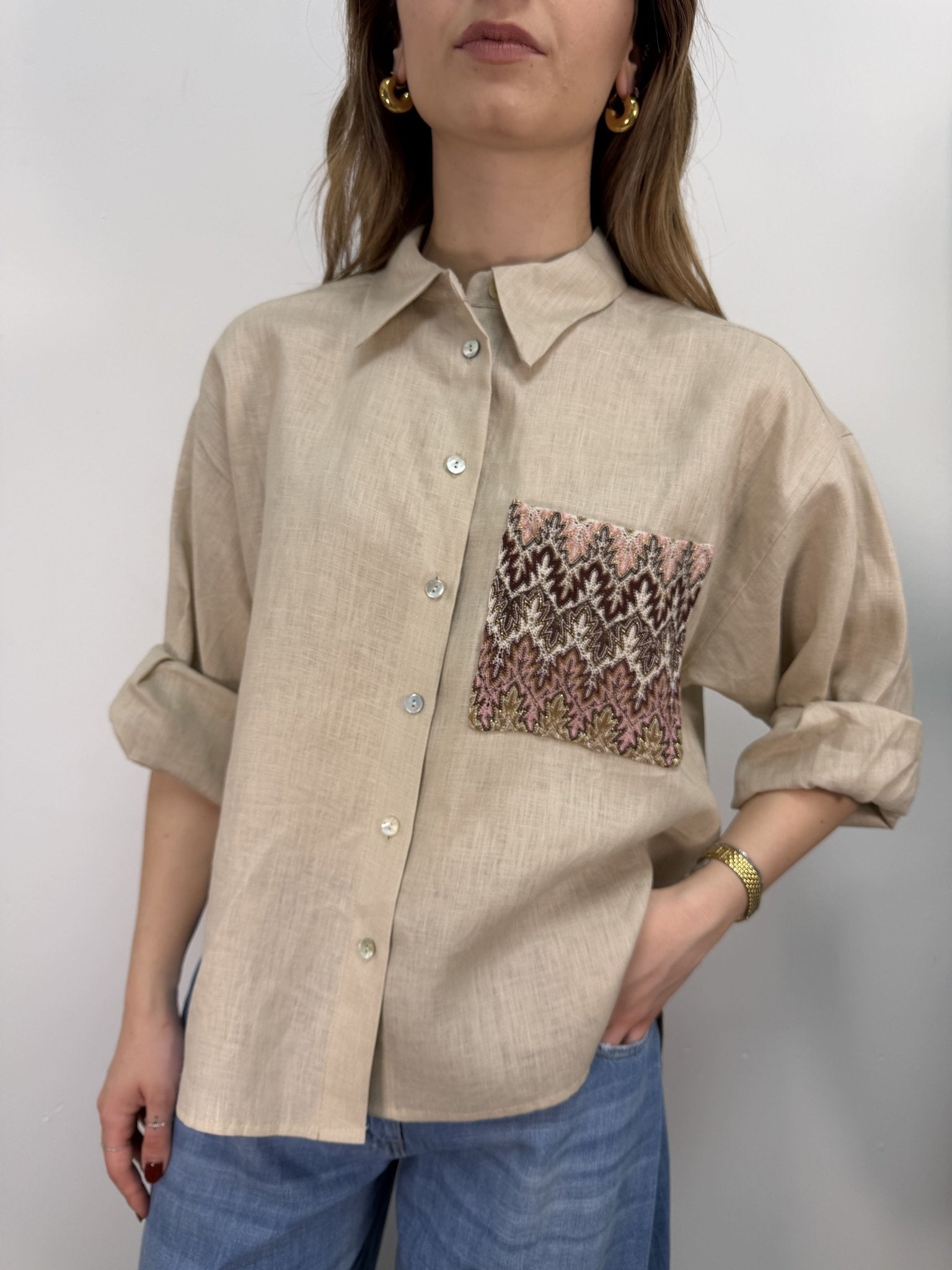 Camicia con taschino motivo zig zag Tensione In - GiuGiò | Shop online