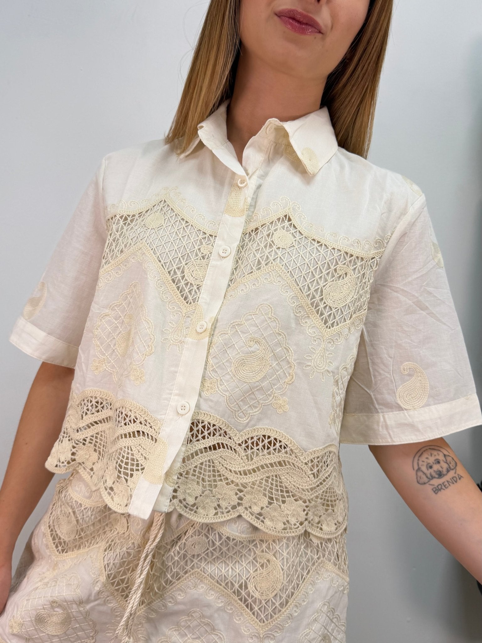 Camicia crop in cotone macramè MyD - GiuGiò | Shop online