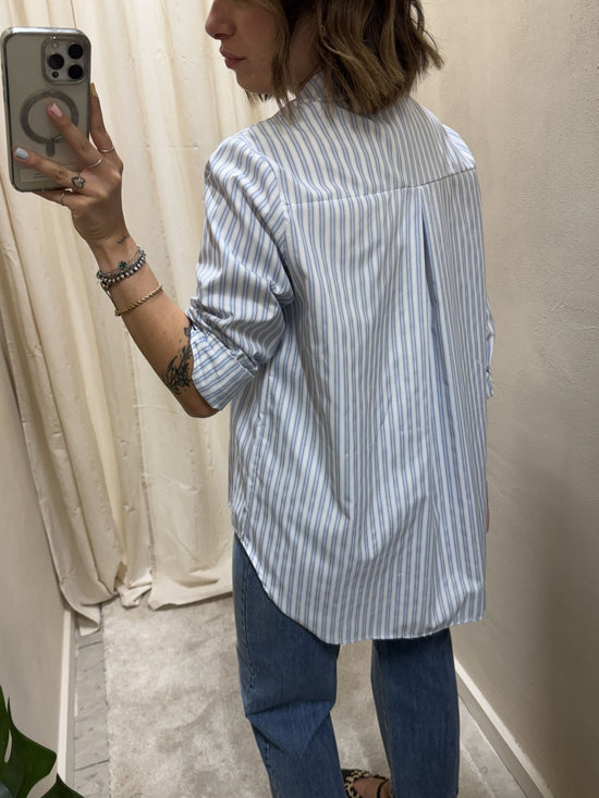 Camicia in cotone bacchettata celeste e bianco My - d - GiuGiò | Shop online
