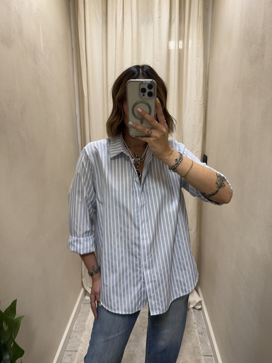 Camicia in cotone bacchettata celeste e bianco My - d - GiuGiò | Shop online