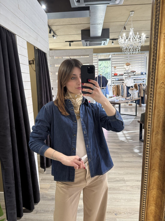 Camicia in denim con strass MORE LOVE Susy Mix - GiuGiò | Shop online