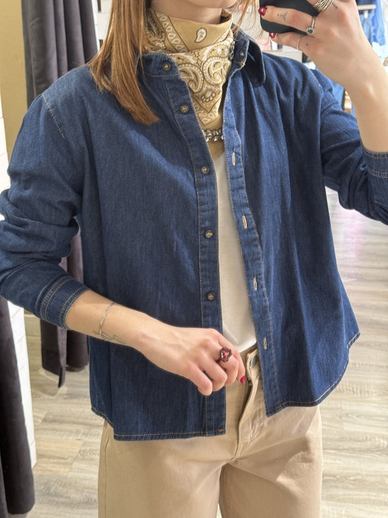 Camicia in denim con strass MORE LOVE Susy Mix - GiuGiò | Shop online