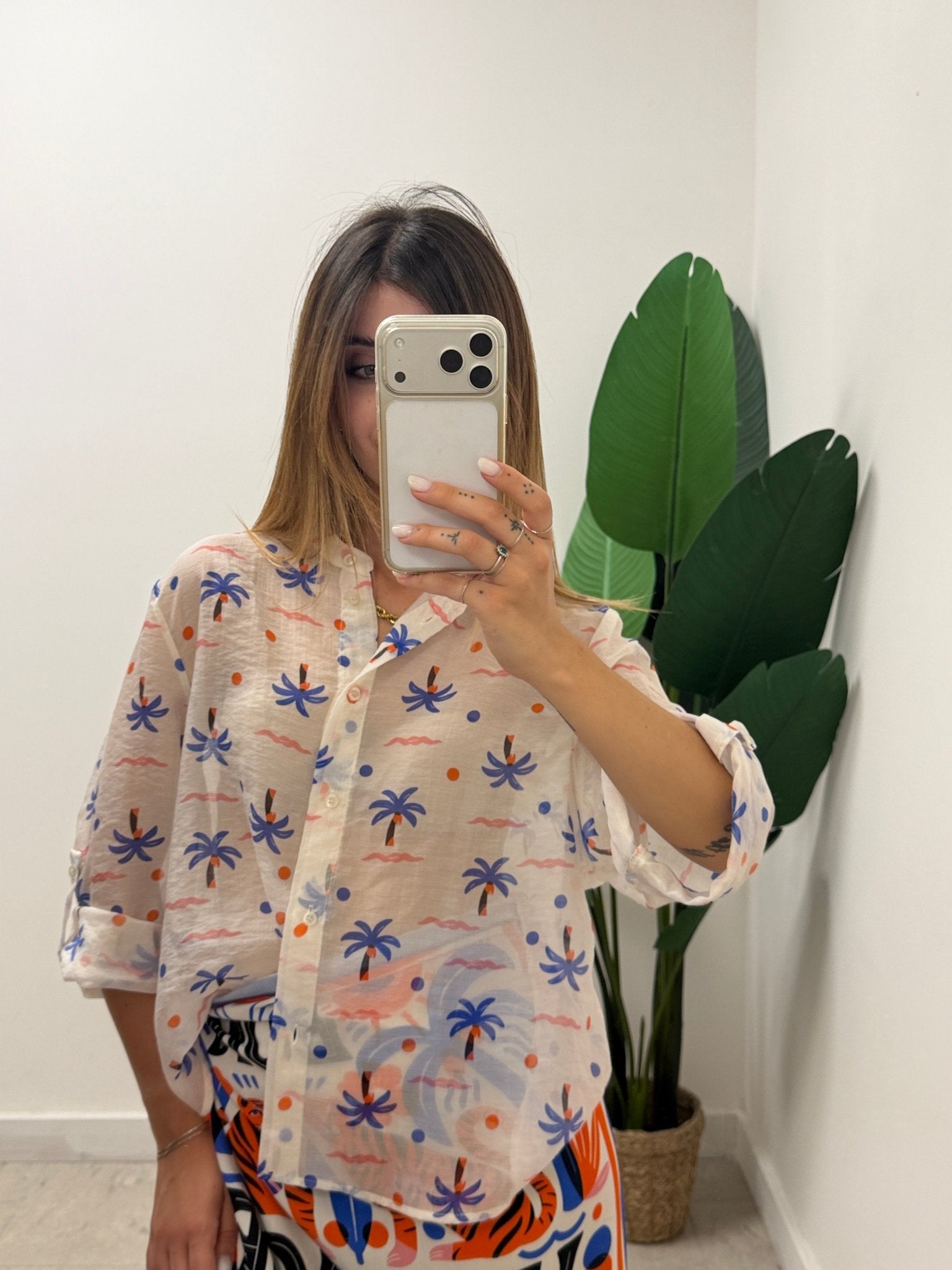 Camicia in lyocell stampa palme HaveOne THE ISLAND - GiuGiò | Shop online