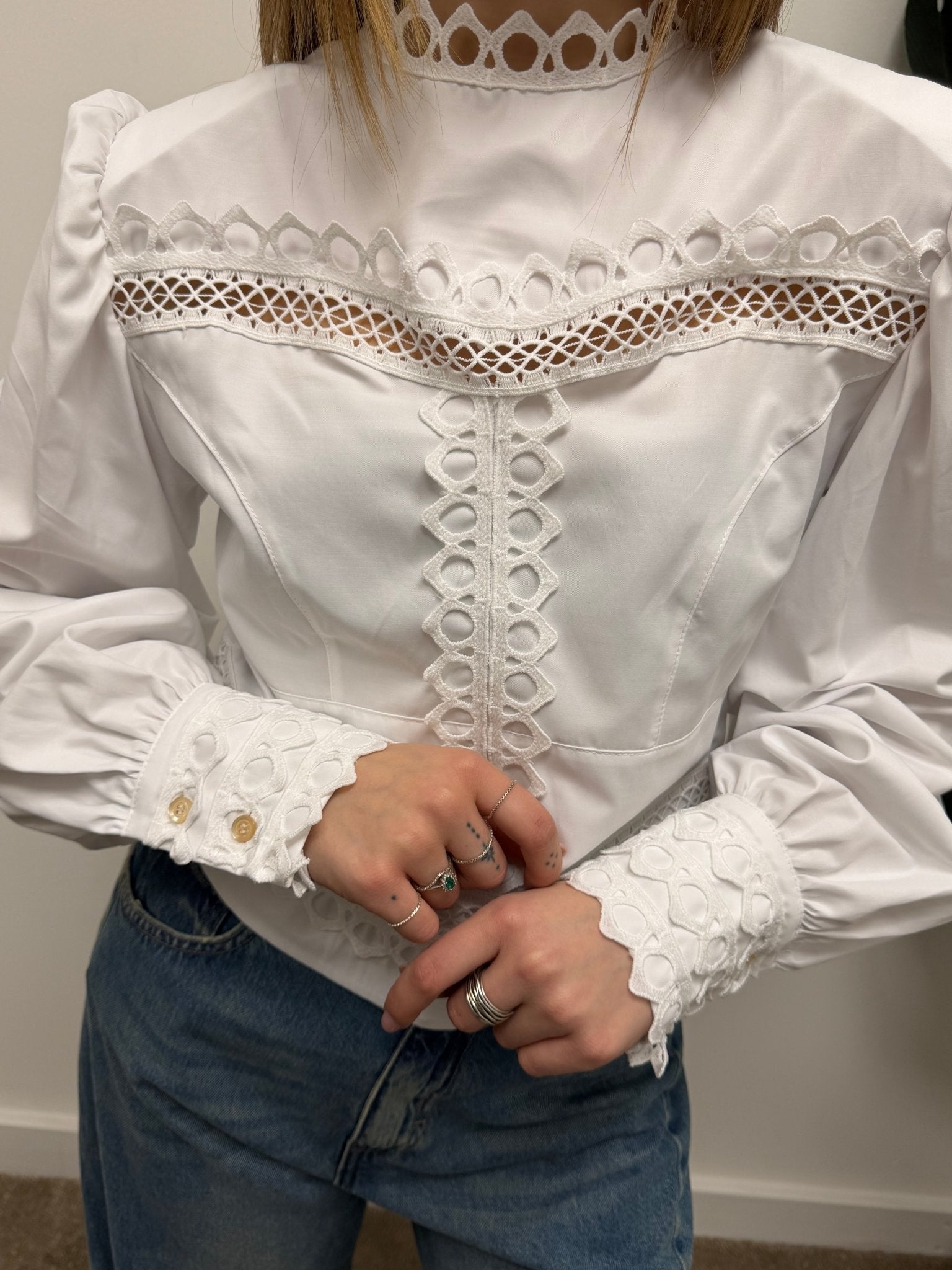 Camicia in popeline con inserti in pizzo sangallo Tensione In - GiuGiò | Shop online