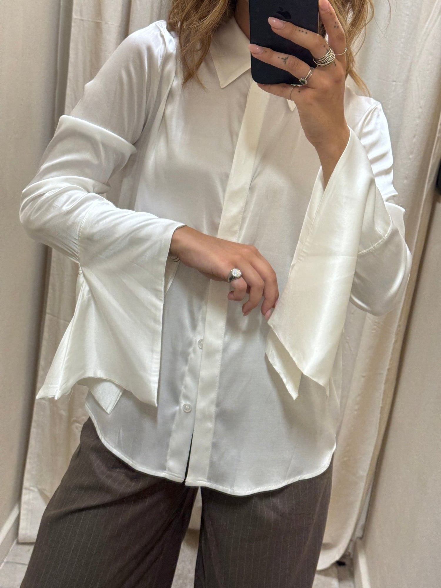 Camicia in viscosa maxi polso con rouches Please - GiuGiò | Shop online