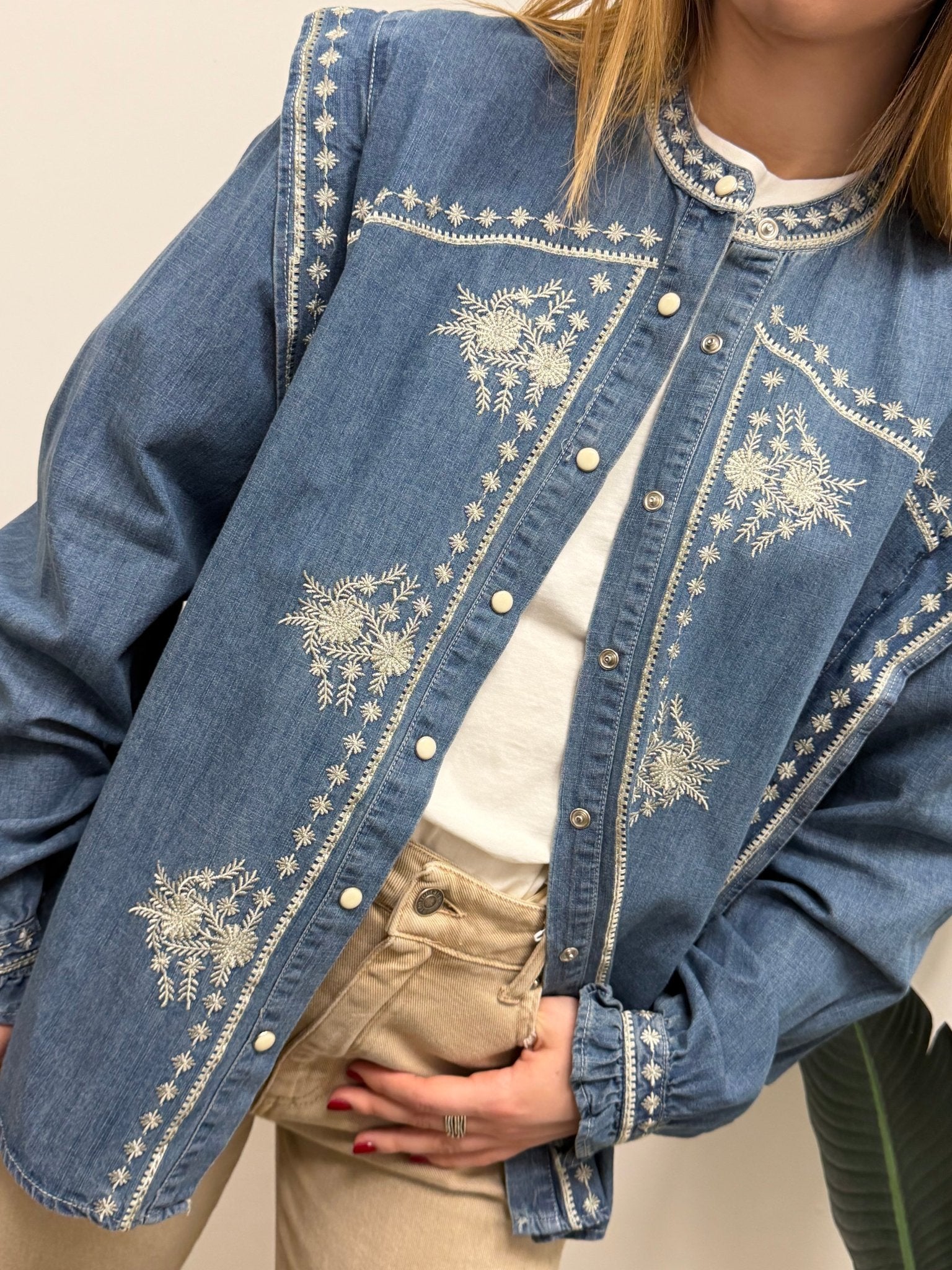 Camicia jeans con ricami Tensione In - GiuGiò | Shop online