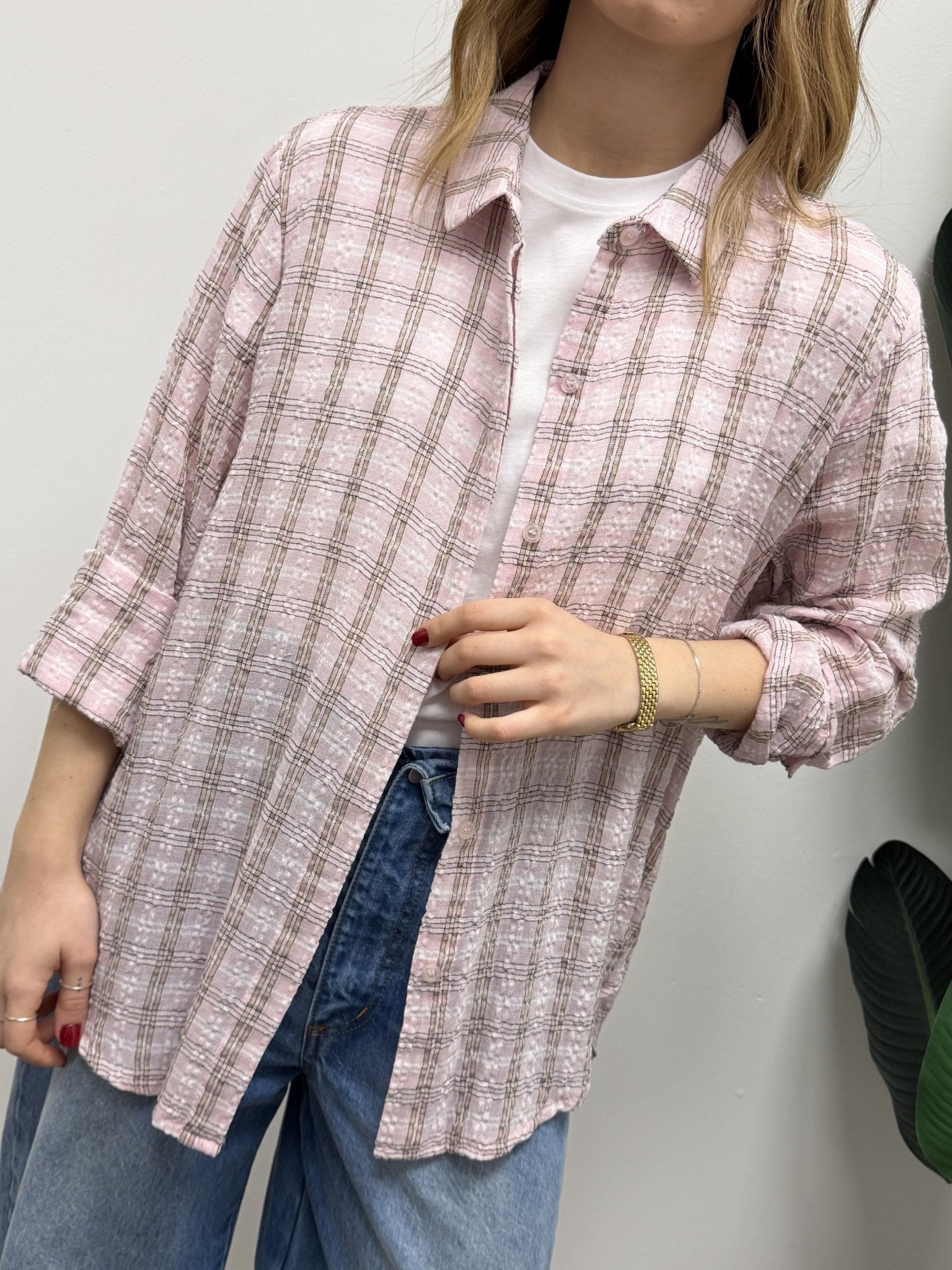 Camicia over check in cotone goffrato MyD - GiuGiò | Shop online