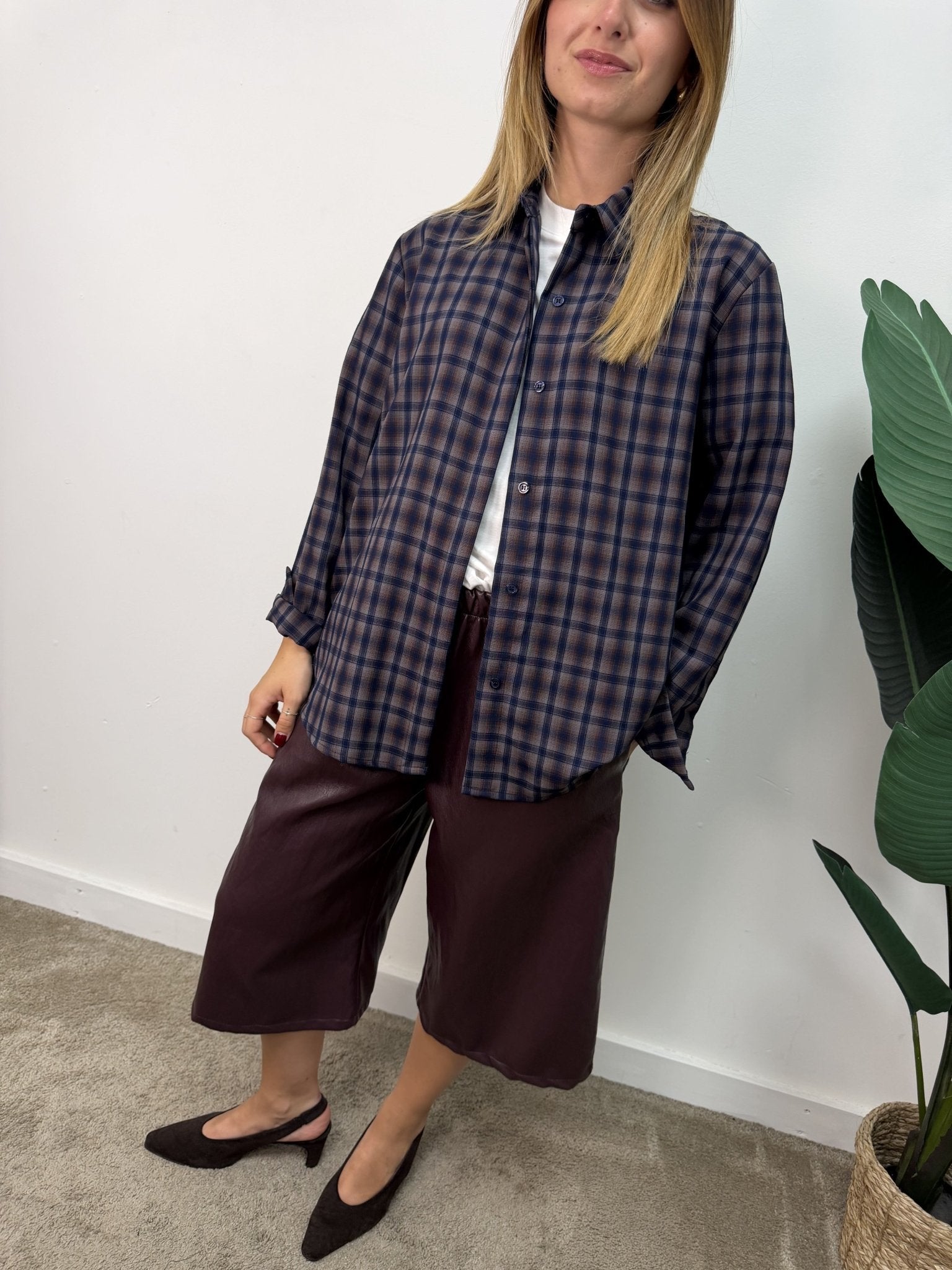 Camicia over check misto viscosa MyD - GiuGiò | Shop online
