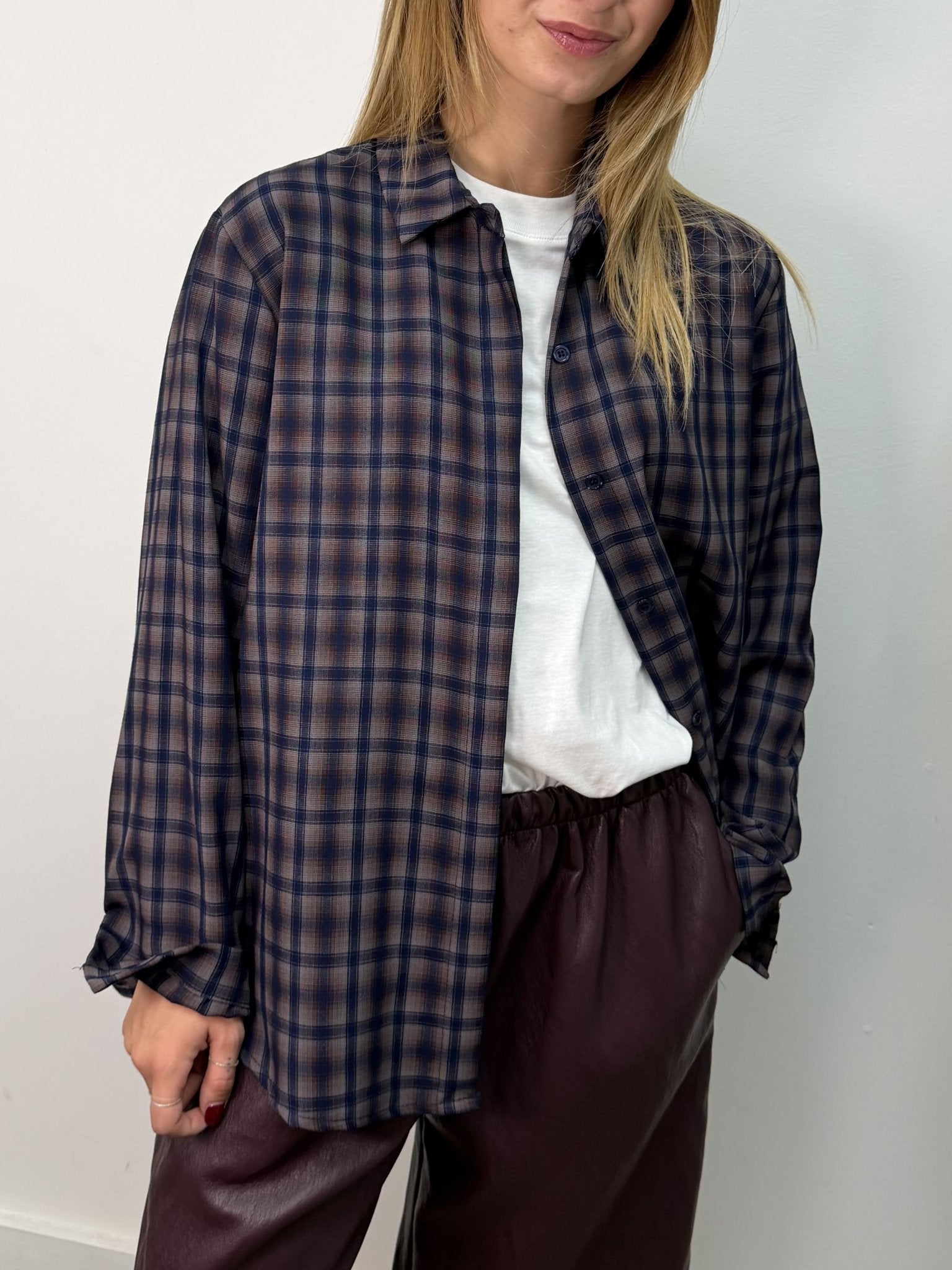 Camicia over check misto viscosa MyD - GiuGiò | Shop online